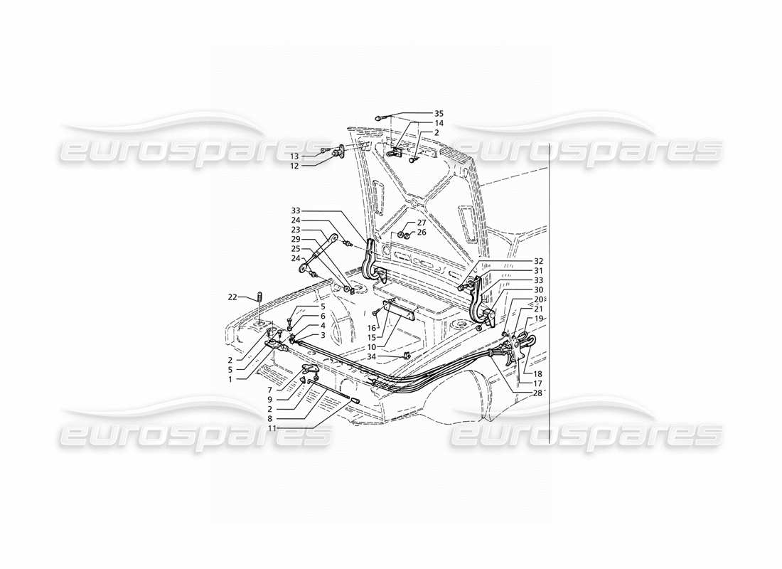 maserati ghibli 2.8 (abs) capó: bisagras y liberación del capó diagrama de piezas