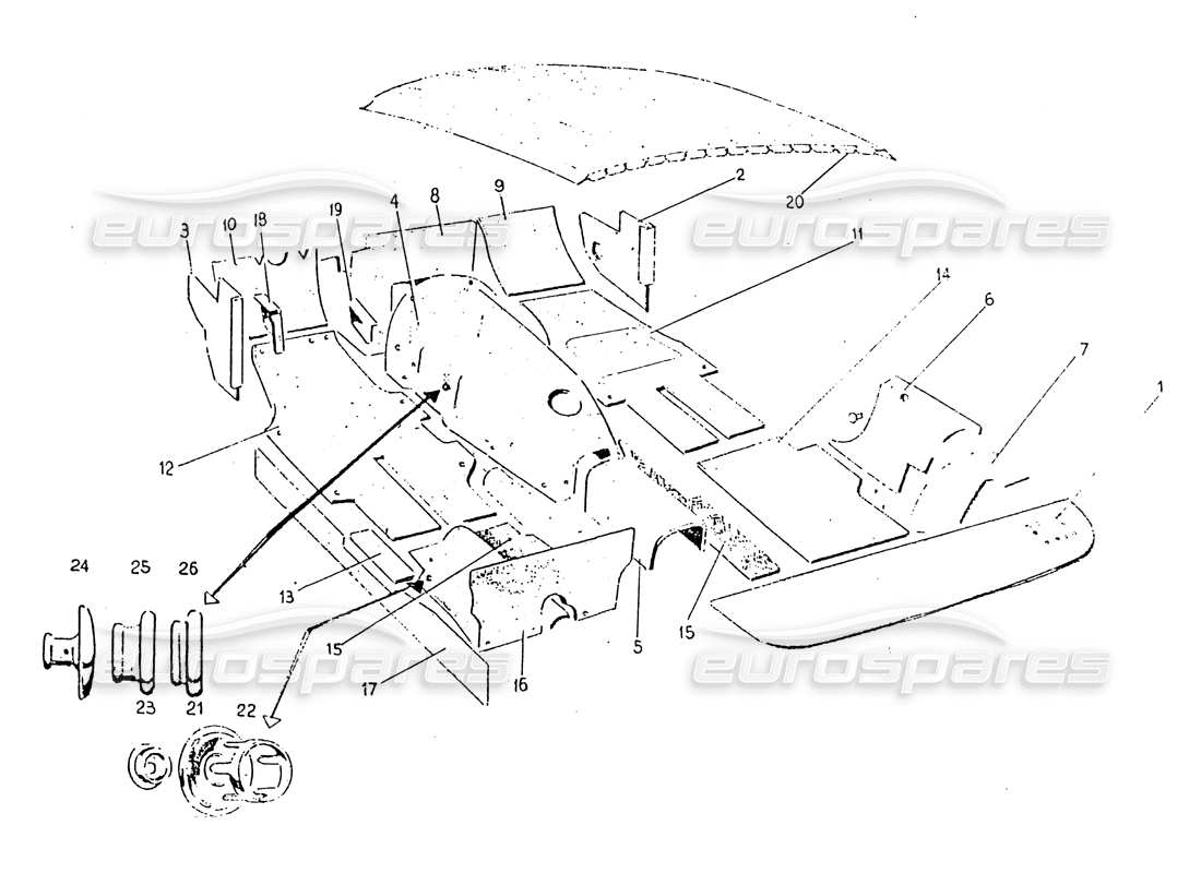 ferrari 330 gt 2+2 (coachwork) diagrama de piezas de las alfombras interiores (edición 2)