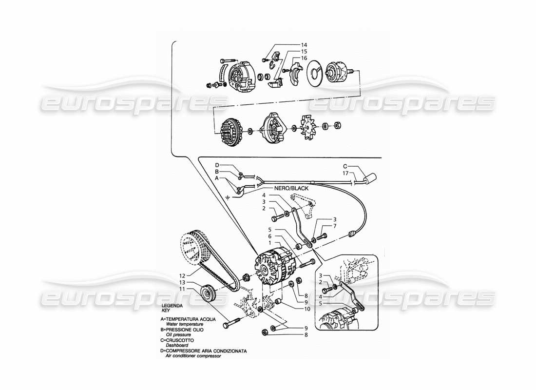 maserati qtp. 3.2 v8 (1999) diagrama de piezas del alternador delco