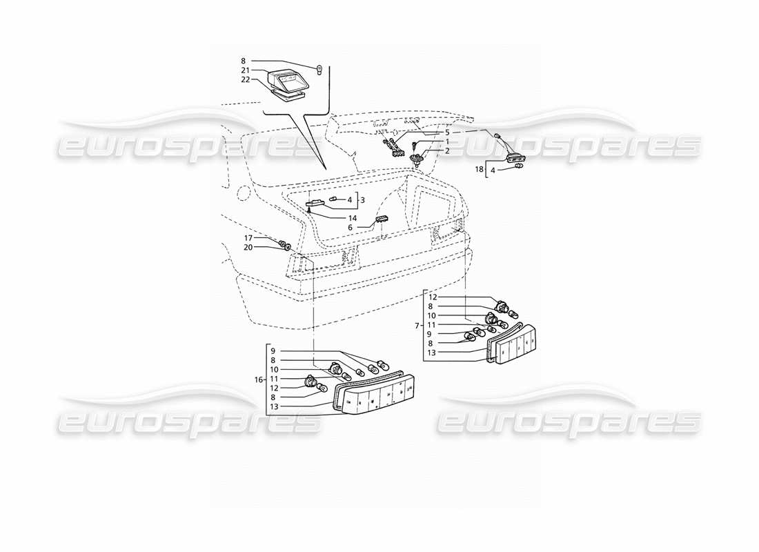 maserati ghibli 2.8 (abs) luces traseras diagrama de piezas