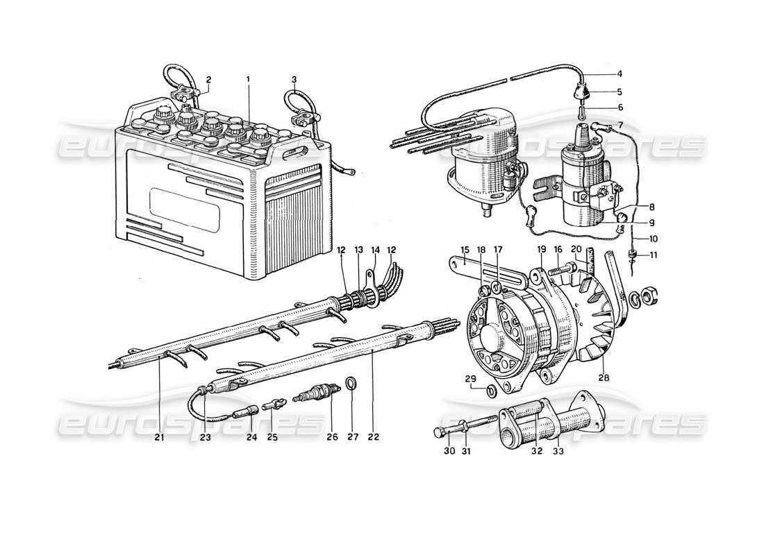 ferrari 275 gtb4 generador y batería diagrama de piezas