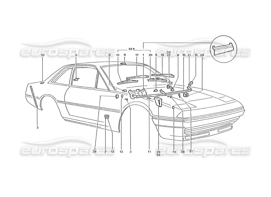 ferrari 400 gt / 400i (coachwork) diagrama de piezas del motor y brazos del limpiaparabrisas