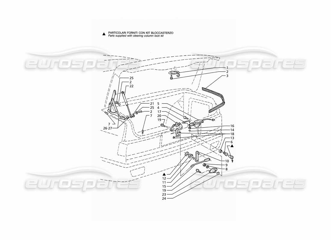 maserati ghibli 2.8 (abs) tapa del maletero: bisagras, diagrama de piezas de liberación de la tapa del maletero