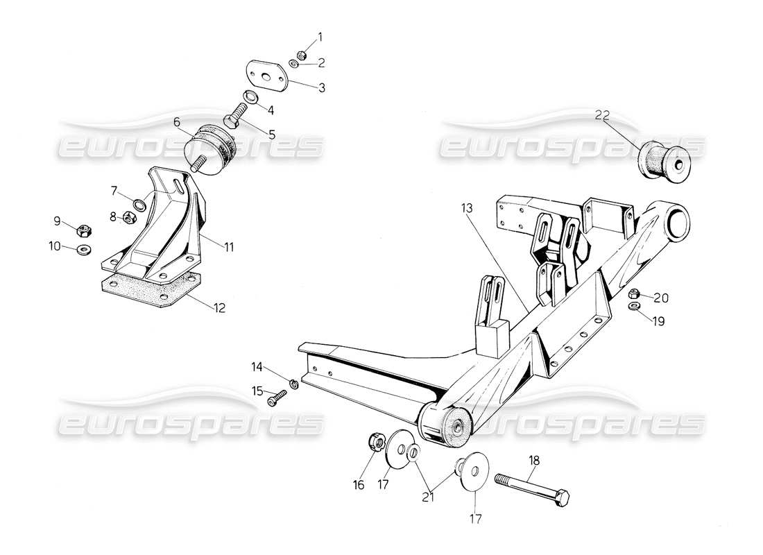 lamborghini countach 5000 qvi (1989) diagrama de piezas de soportes del motor