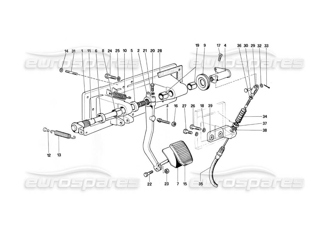 ferrari 400i (1983 mechanical) diagrama de piezas del control de liberación del embrague (400 gt - válido para versiones lhd)
