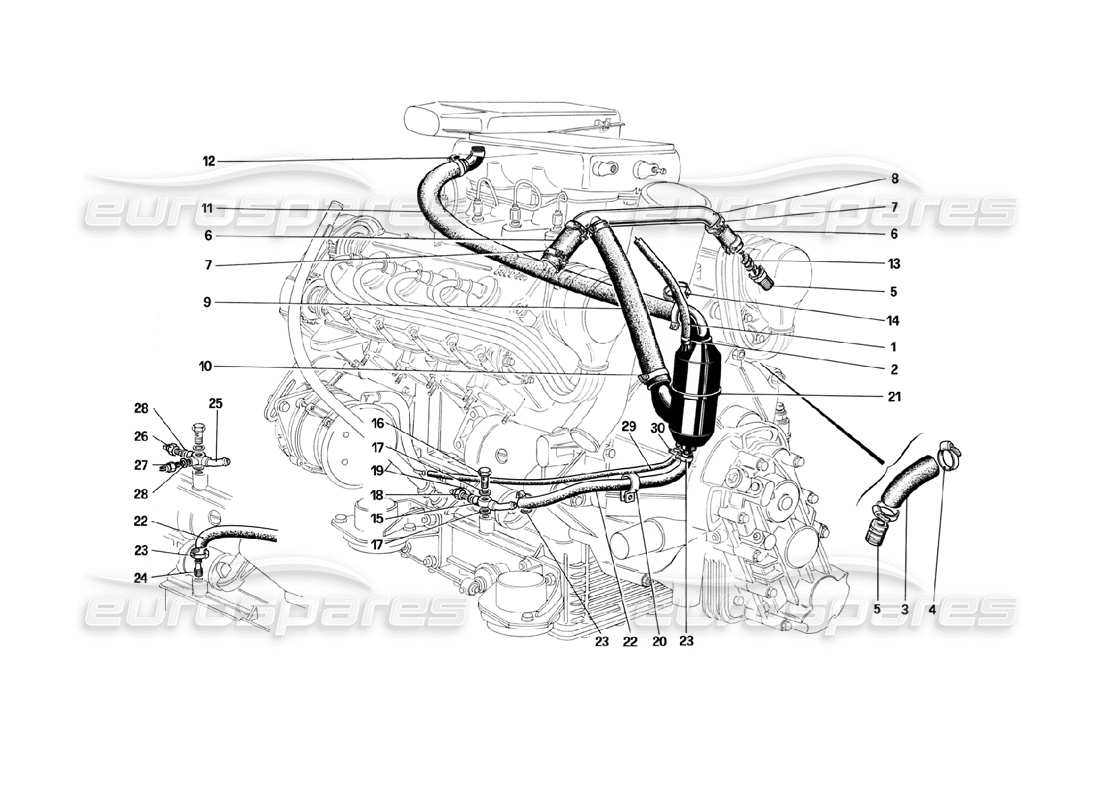 ferrari mondial 3.2 qv (1987) golpe - por sistema diagrama de piezas