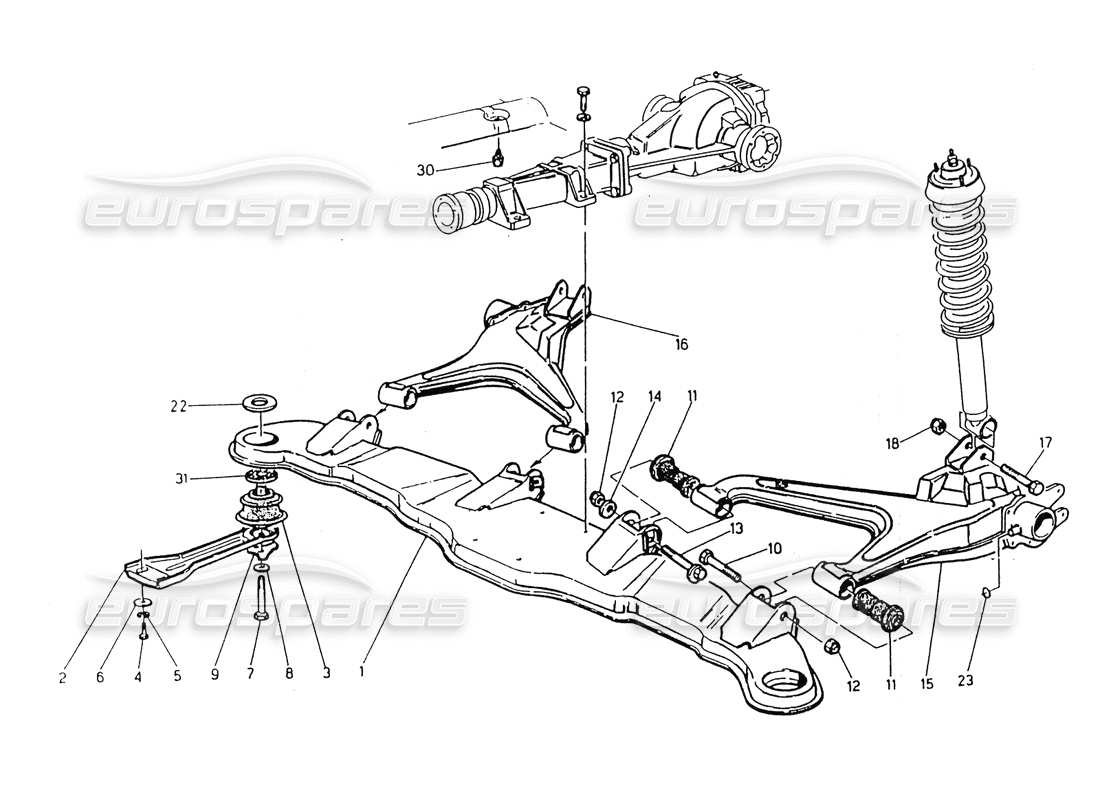 maserati 418 / 4.24v / 430 rear suspension diagrama de piezas