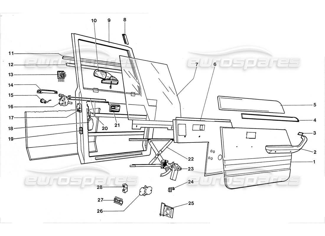 lamborghini lm002 (1988) puerta principal diagrama de piezas