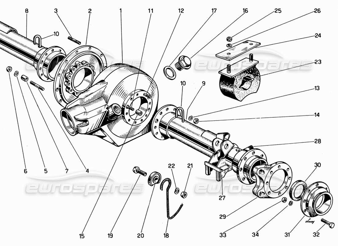 ferrari 330 gt 2+2 diagrama de piezas del eje trasero