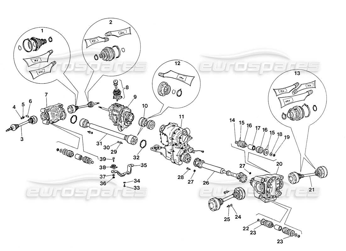 lamborghini lm002 (1988) diagrama de piezas de transmisión