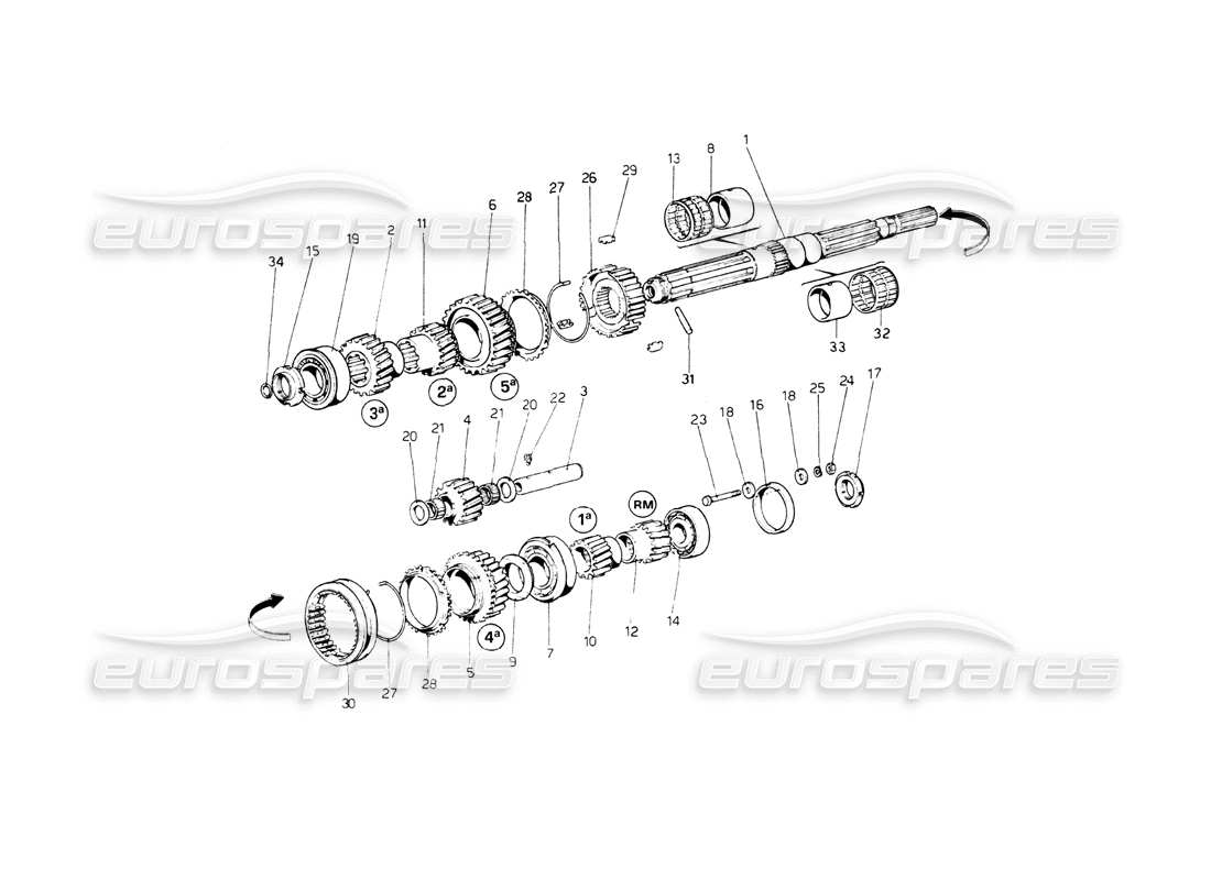 ferrari 512 bb engranajes del eje principal diagrama de piezas