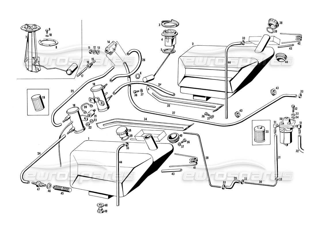 maserati ghibli 4.7 / 4.9 tanque de combustible y bomba diagrama de piezas