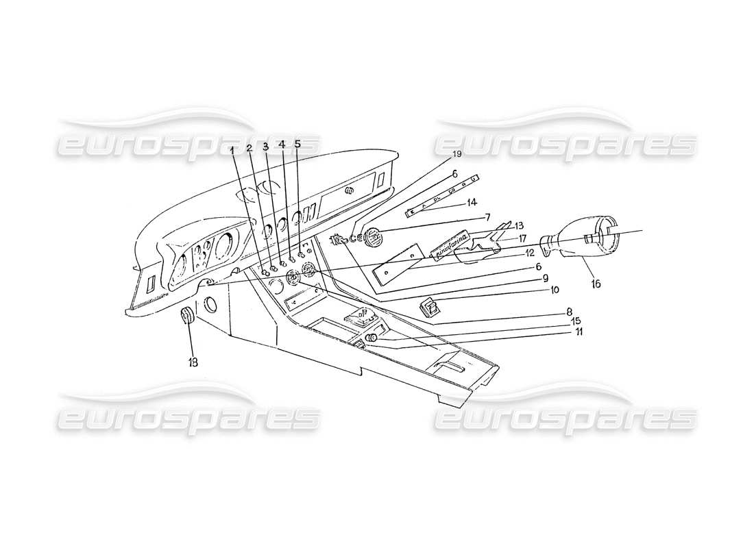 ferrari 330 gtc / 365 gtc (coachwork) interior vents & switches accessories part diagram