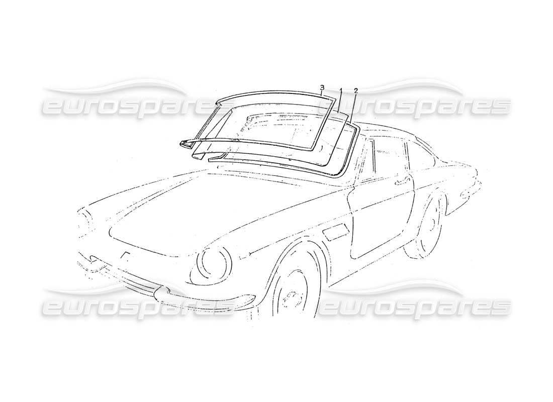 ferrari 365 gtc (coachwork) diagrama de piezas de la pantalla frontal