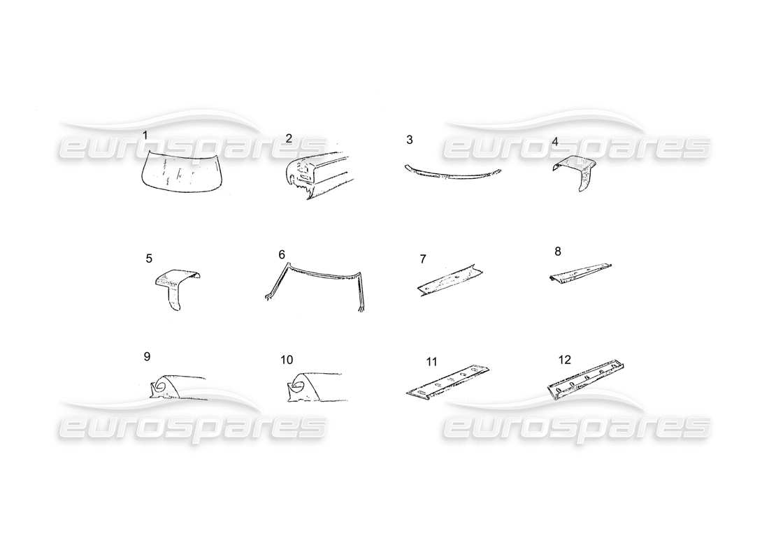 ferrari 250 gt (coachwork) diagrama de piezas de vidrio y cauchos