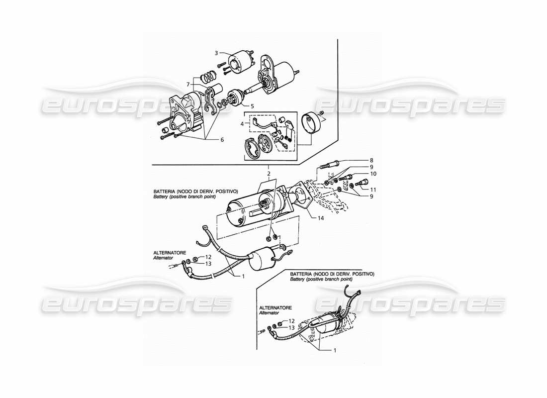 maserati qtp. 3.2 v8 (1999) motor de arranque diagrama de piezas
