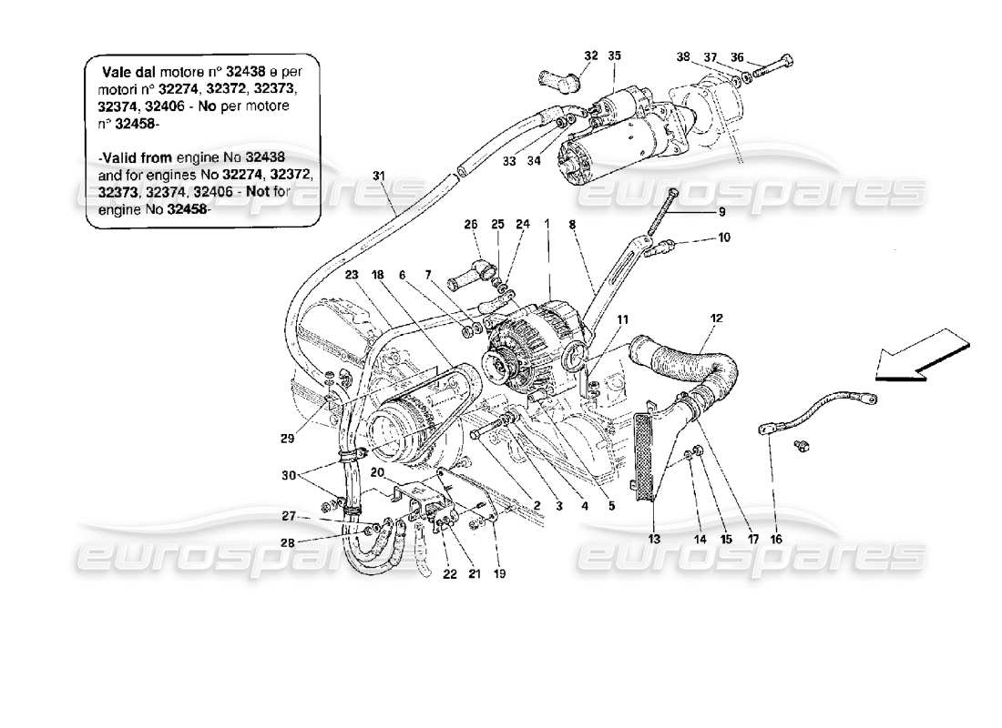 ferrari 512 tr generador de corriente -válido desde el motor no...- diagrama de piezas