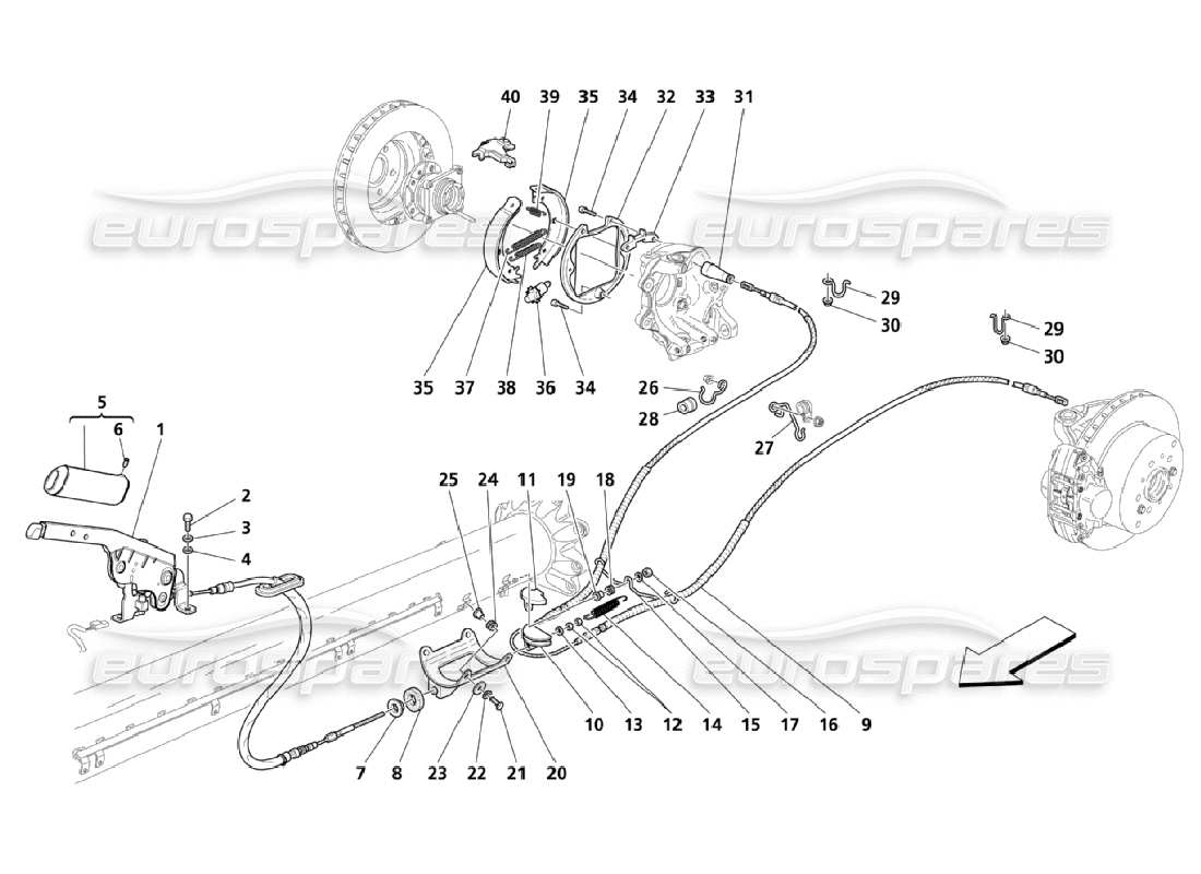 maserati qtp. (2006) 4.2 control del freno de mano diagrama de piezas