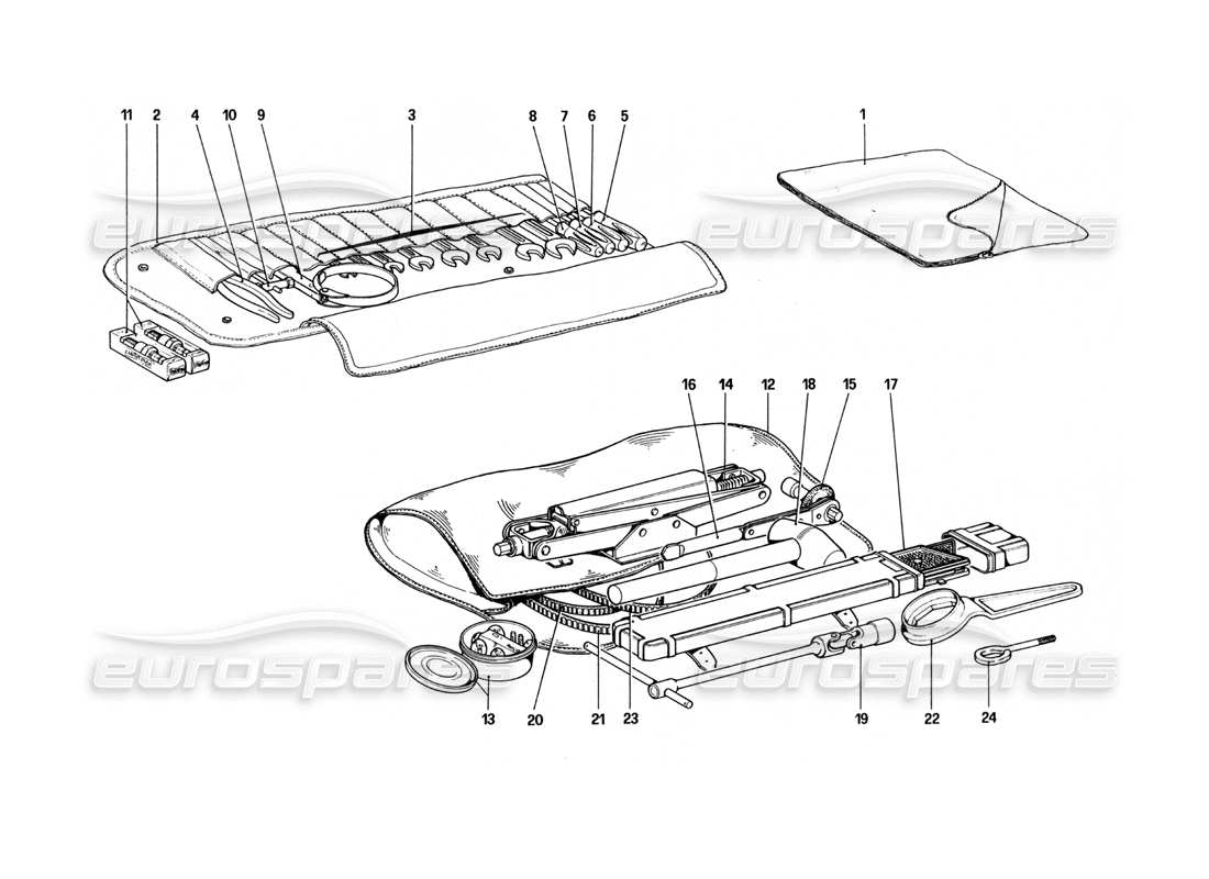 ferrari 512 bbi herramienta - diagrama de piezas del kit