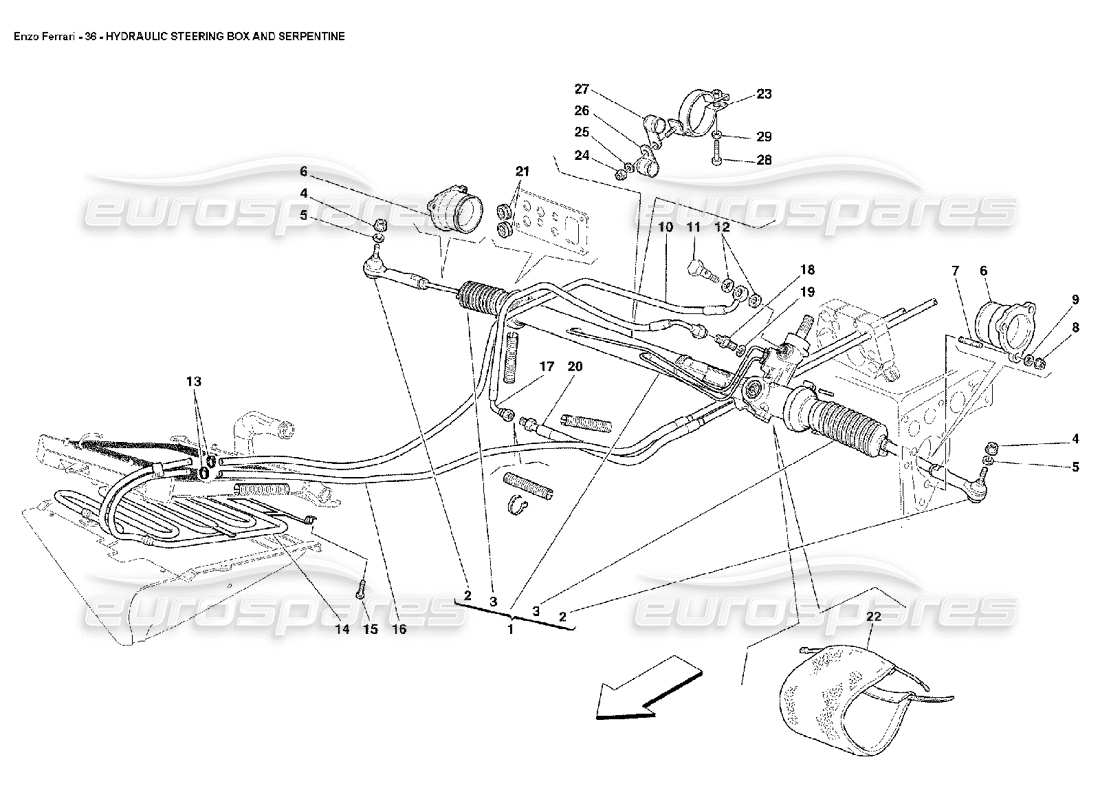 ferrari enzo hydraulic steering box and serpentine diagrama de piezas