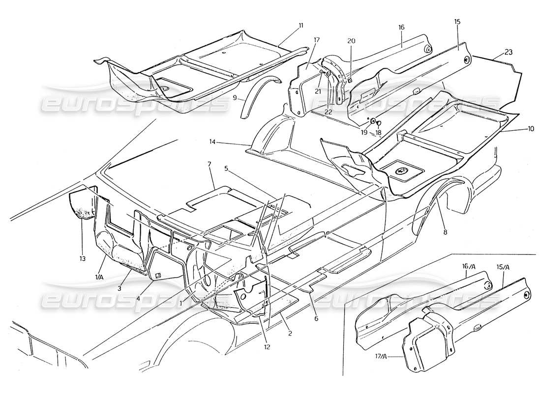 maserati karif 2.8 alfombras y fieltros diagrama de piezas