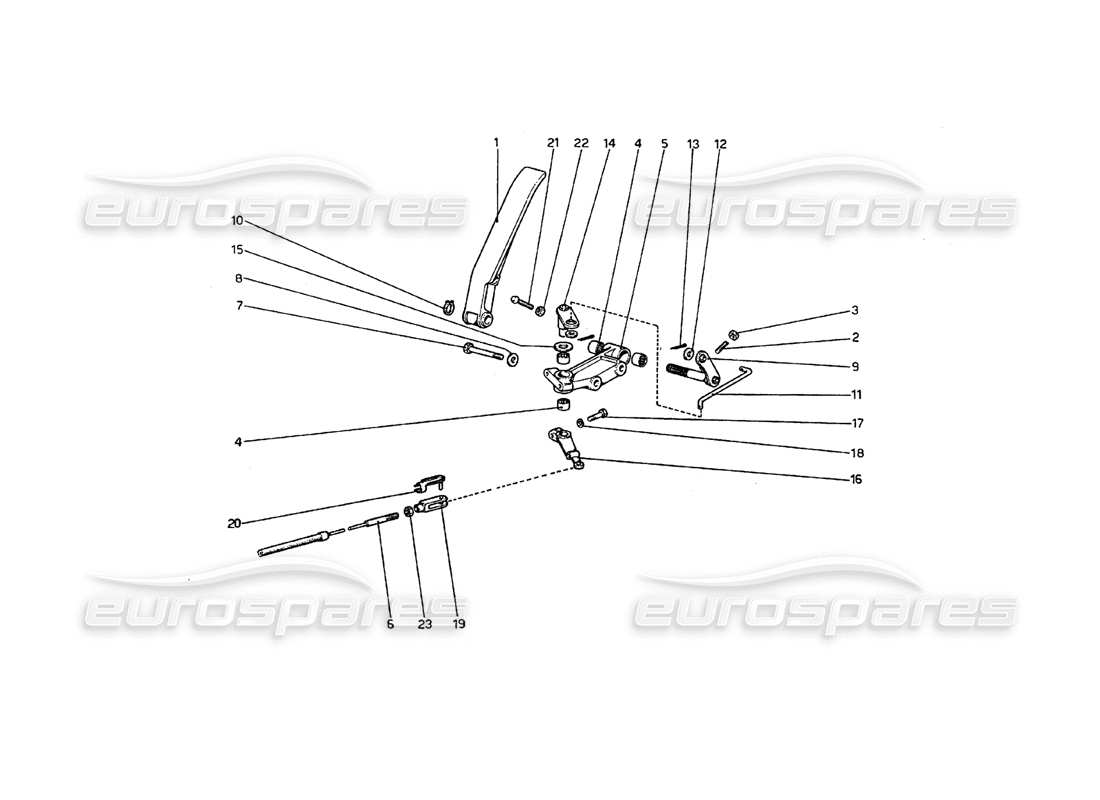 ferrari 208 gt4 dino (1975) diagrama de piezas del control del acelerador (variantes para versiones con volante a la derecha)
