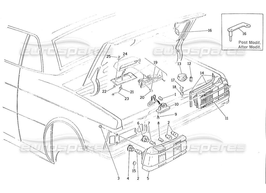 maserati karif 2.8 luces traseras diagrama de piezas