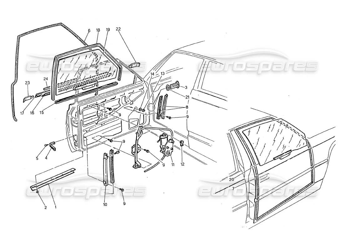 maserati 2.24v puertas: ventanas y regulaciones diagrama de partes
