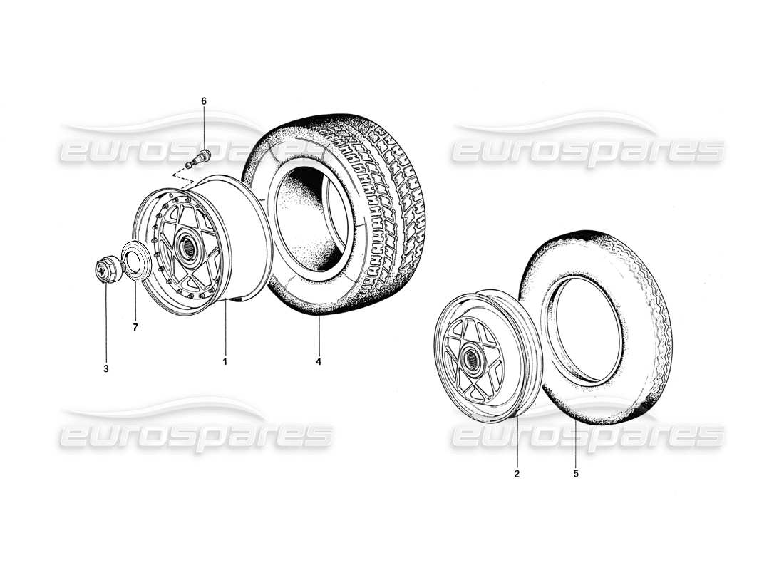 ferrari 288 gto diagrama de piezas de ruedas