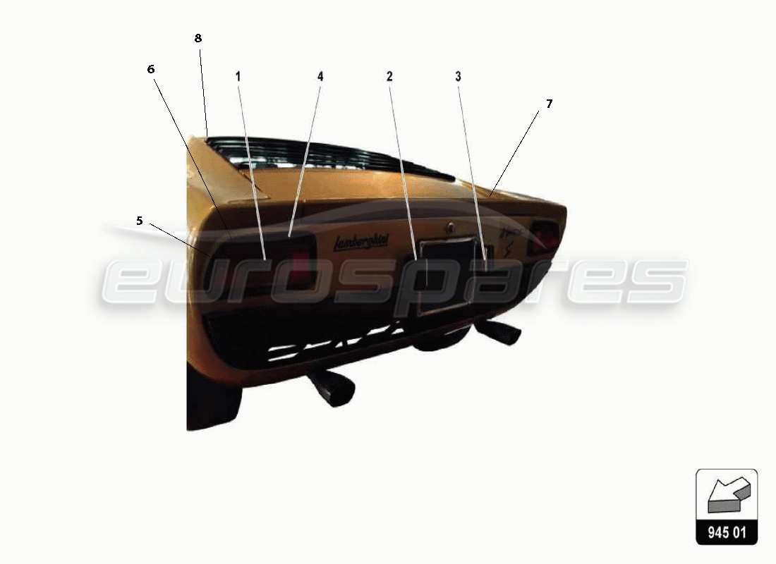 lamborghini miura p400 diagrama de piezas de luces y gomas