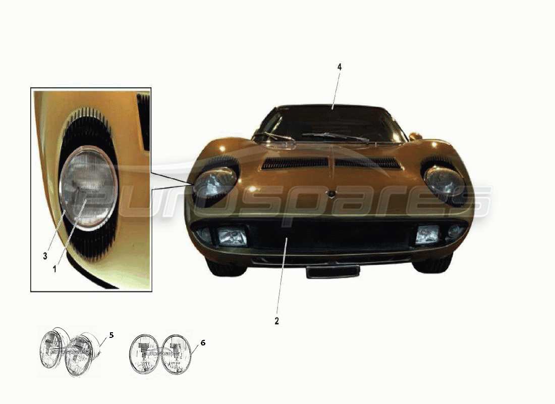 lamborghini miura p400 diagrama de piezas de luces