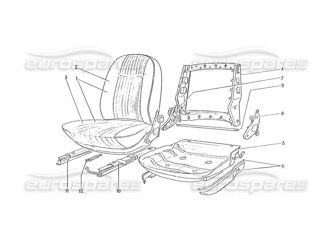 ferrari 330 gtc / 365 gtc (coachwork) diagrama de piezas de asientos