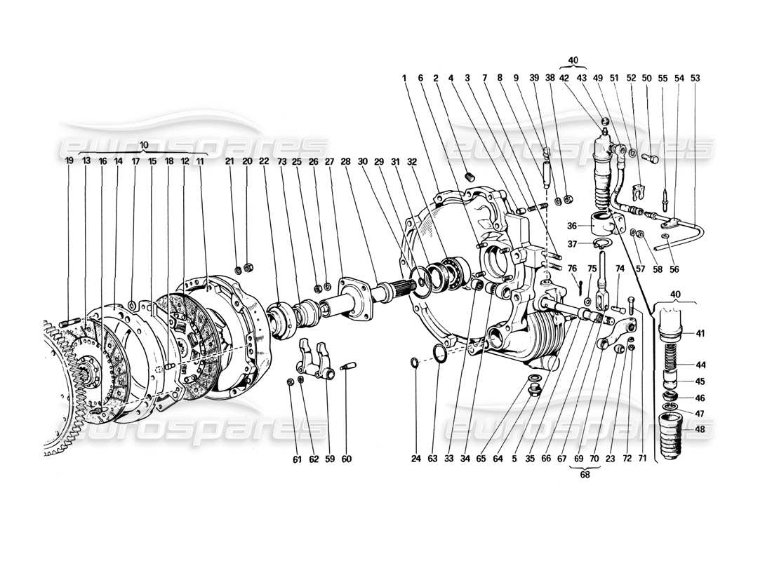 ferrari 512 bbi embrague y controles diagrama de piezas