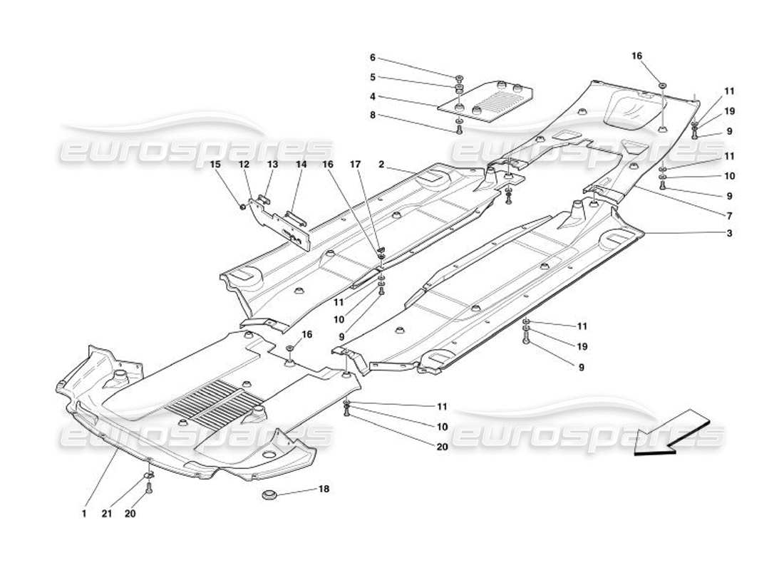 ferrari 575 superamerica diagrama de piezas del panel de piso plano