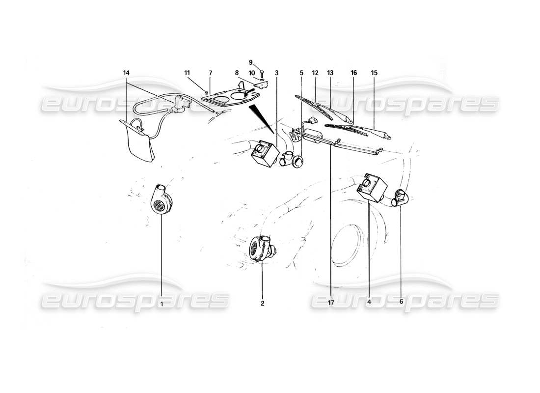 ferrari 400 gt (mechanical) esquema de piezas de ventiladores eléctricos, calefacción y arandela coolinf