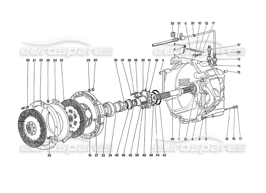 ferrari 288 gto embrague y controles diagrama de piezas