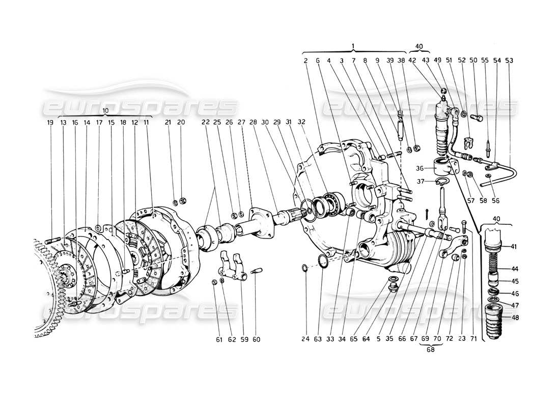 ferrari 512 bb embrague y controles diagrama de piezas