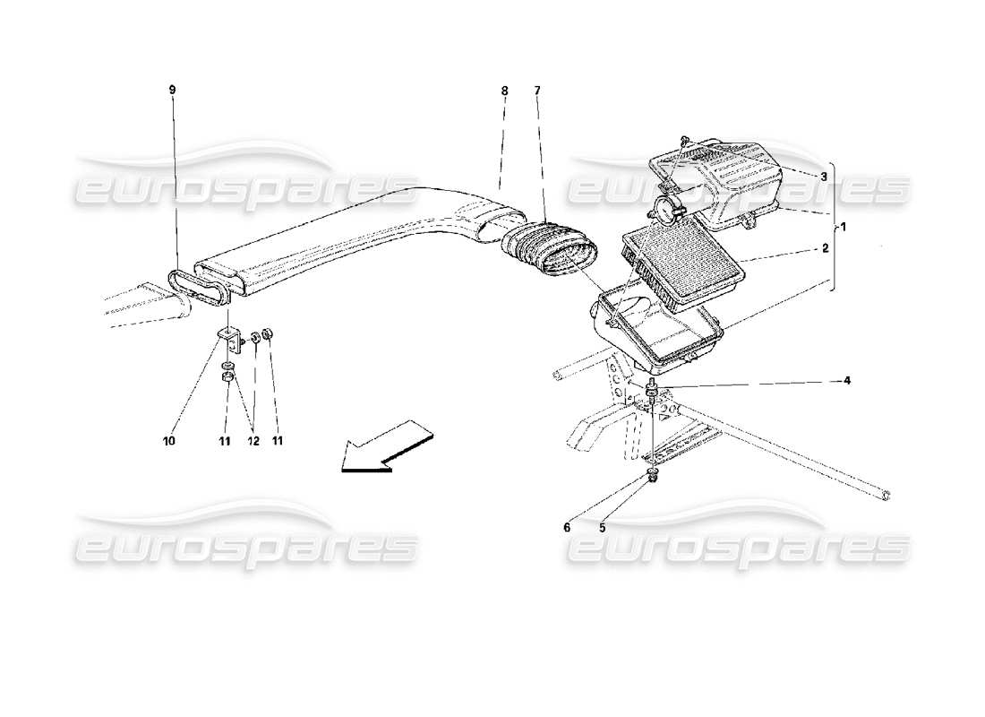 ferrari 512 tr diagrama de piezas de entrada de aire