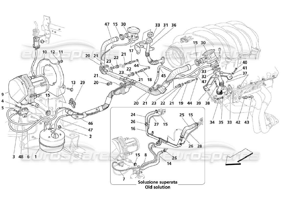 maserati qtp. (2006) 4.2 diagrama de piezas del sistema de aire adicional