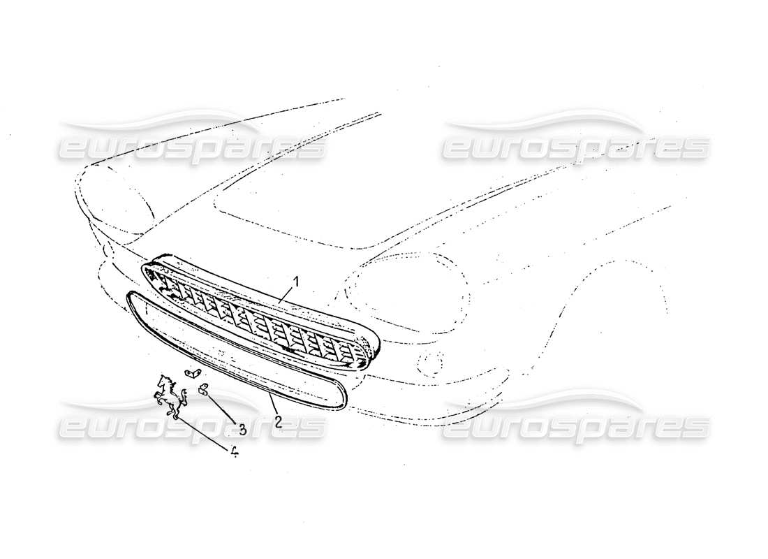 ferrari 330 gt 2+2 (coachwork) diagrama de piezas de la parrilla delantera