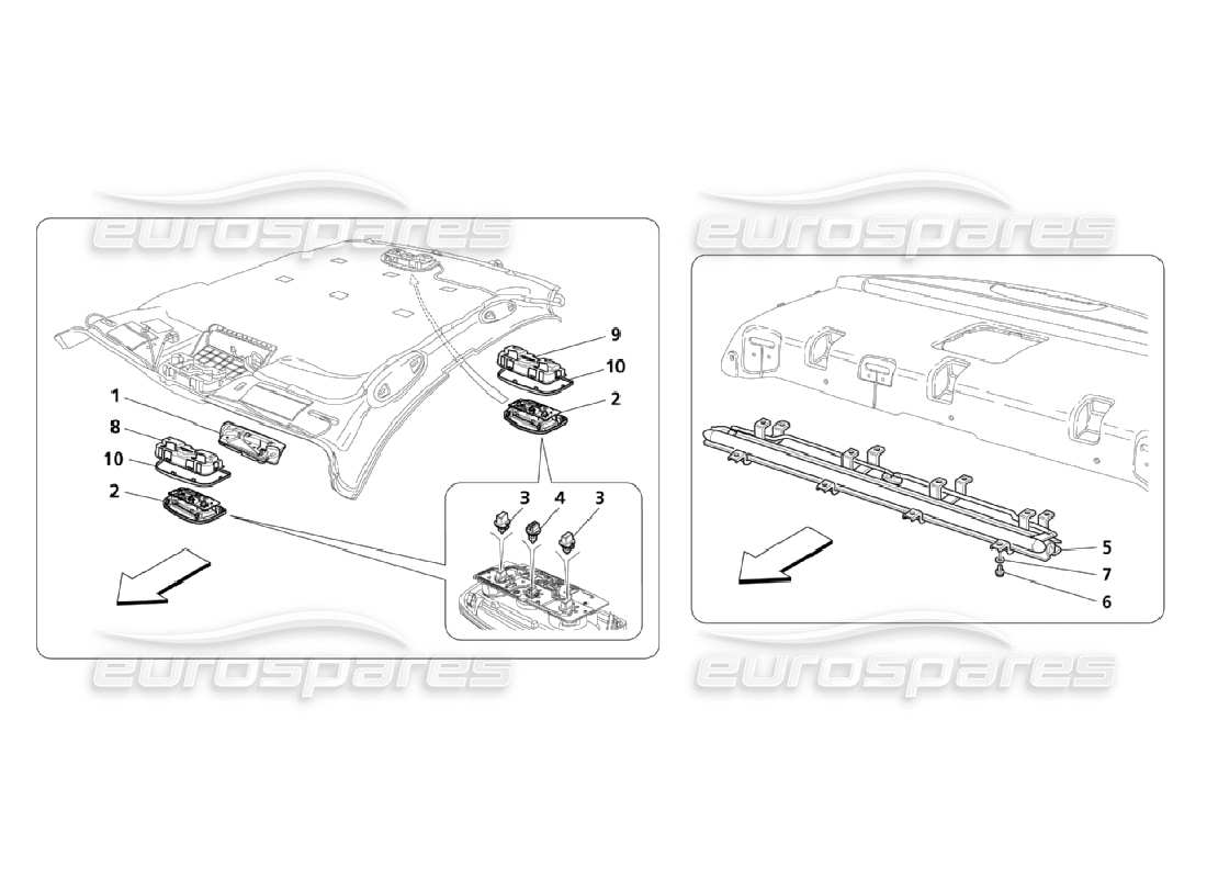 maserati qtp. (2006) 4.2 diagrama de piezas de servicios internos del automóvil