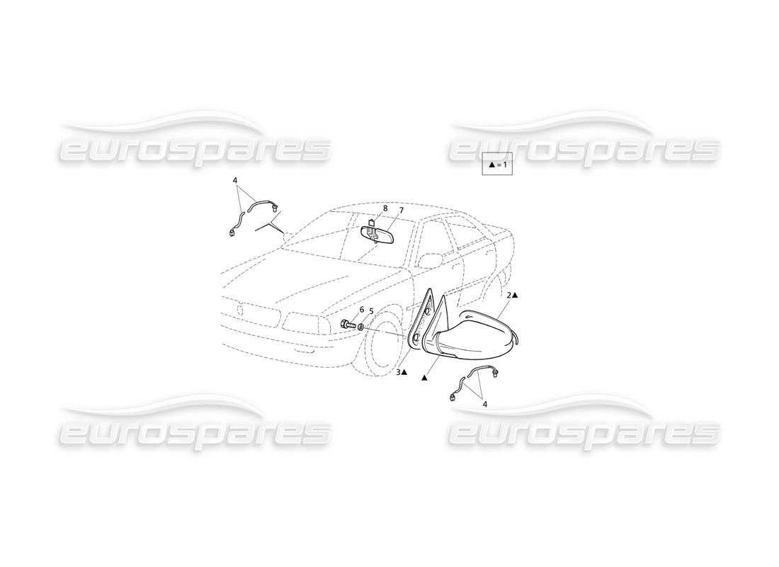 maserati qtp v8 evoluzione espejos retrovisores diagrama de piezas