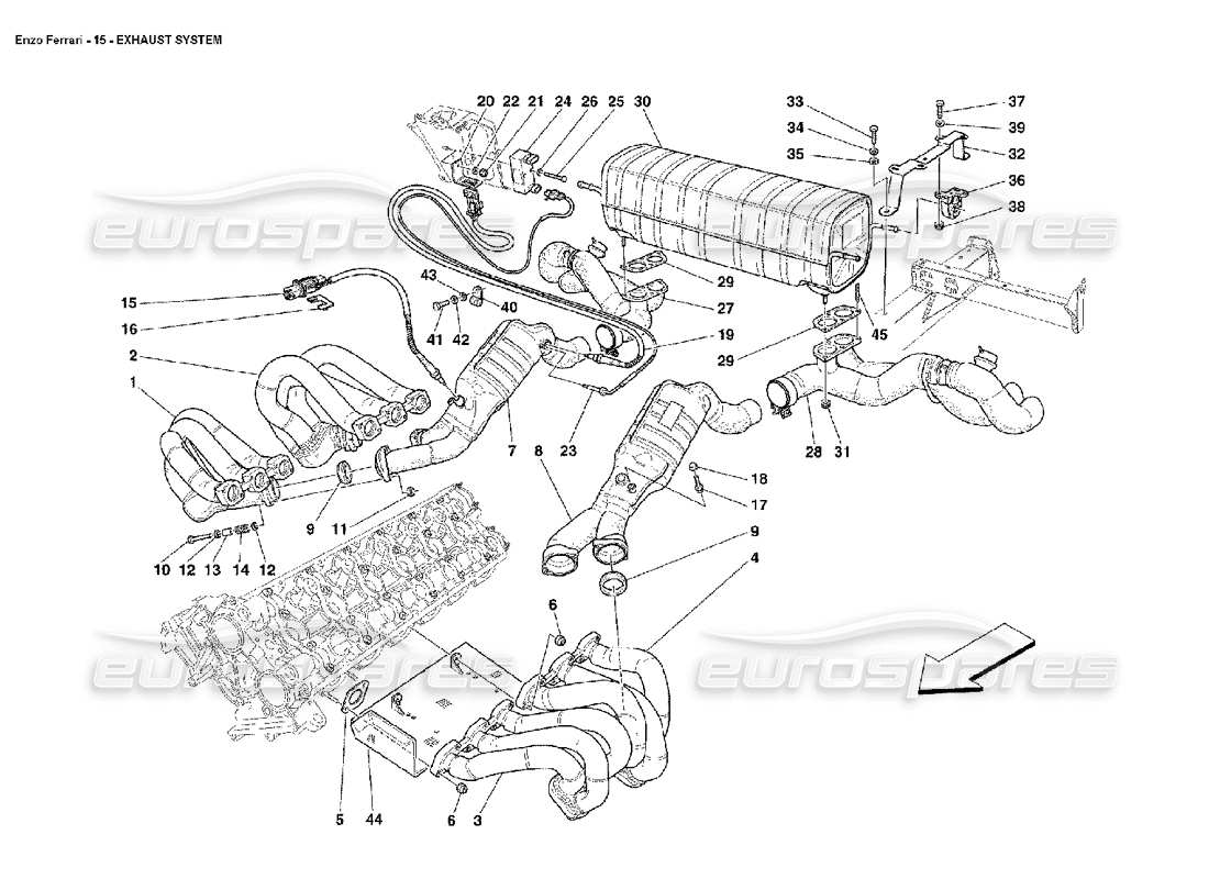 ferrari enzo sistema de escape diagrama de piezas