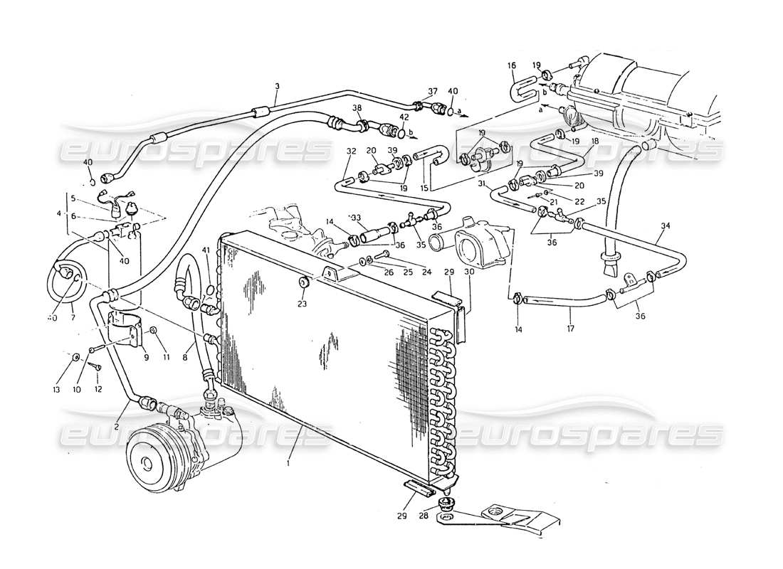 maserati biturbo 2.5 (1984) diagrama de piezas del sistema de aire acondicionado