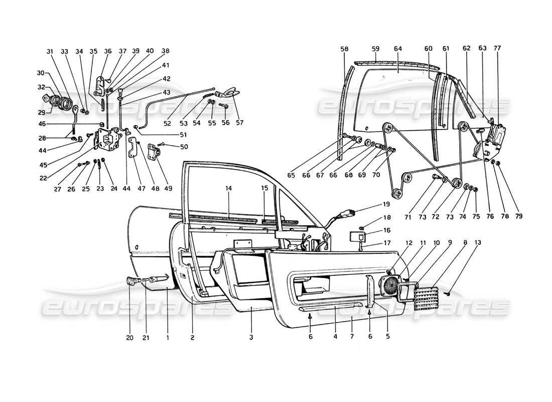 ferrari 365 gt4 berlinetta boxer diagrama de piezas de puertas