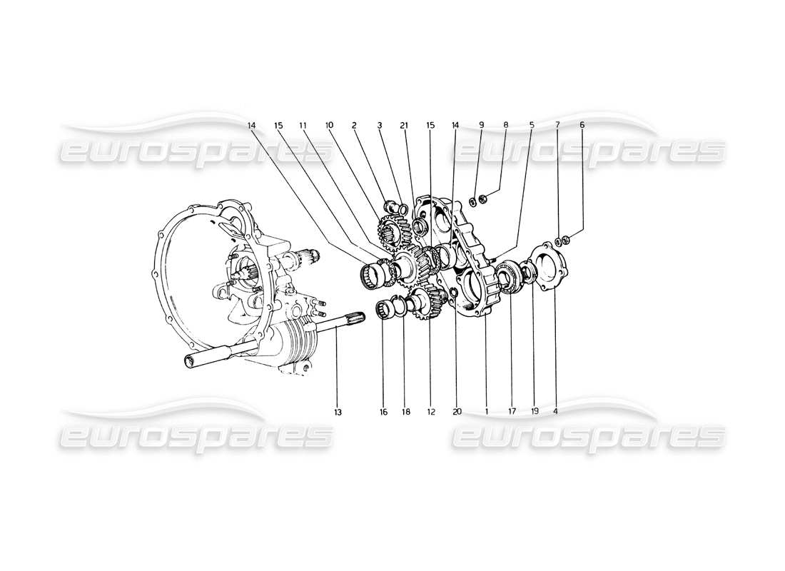 ferrari 365 gt4 berlinetta boxer diagrama de piezas de transmisión de caja de cambios