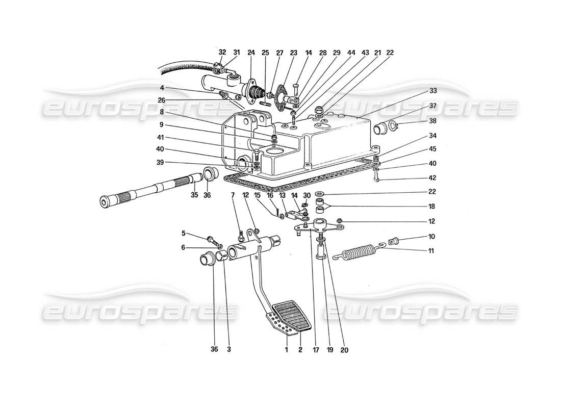 ferrari 288 gto diagrama de piezas del control de liberación del embrague