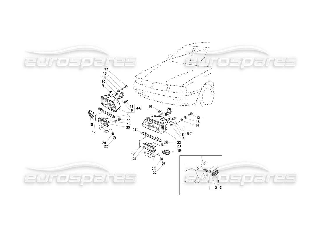 maserati qtp v6 evoluzione luces delanteras diagrama de piezas