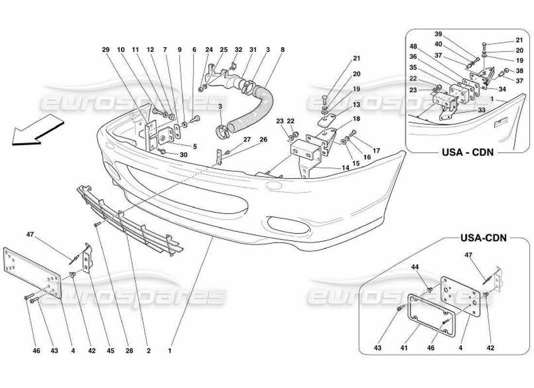 ferrari 575 superamerica diagrama de piezas del parachoques delantero