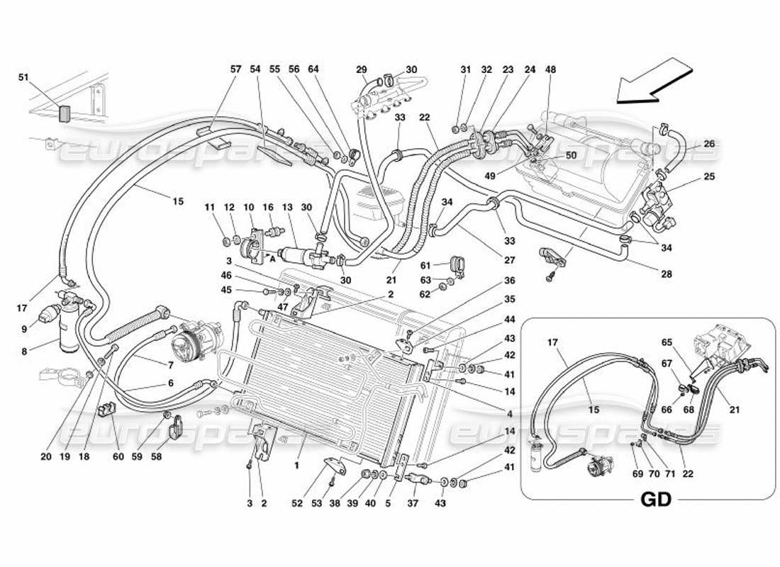 ferrari 575 superamerica diagrama de piezas del sistema de aire acondicionado